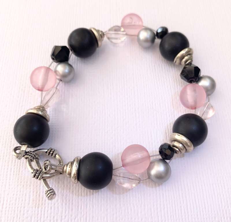 Bracelet - Black, White, Pink, Silver Balls on Wire With Silver Colour Clasp #ML1022 R180.00 | Di...