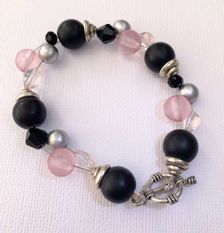 Bracelet - Black, White, Pink, Silver Balls on Wire With Silver Colour Clasp #ML1022 R180.00 | Di...