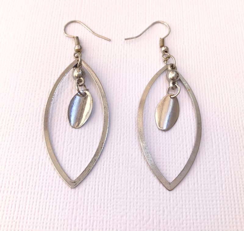 Earrings - Eye Shaped Cut Out Earrings With Dangling Oval. Silver Colour #ML1025 R195.00 | Dimens...