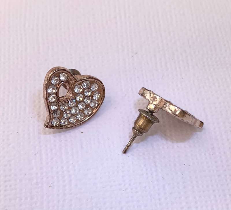 Earrings - Heart Earrings With Cutout and White Stone Chips. Rose Gold Colour #ML1035 R220.00 | D...
