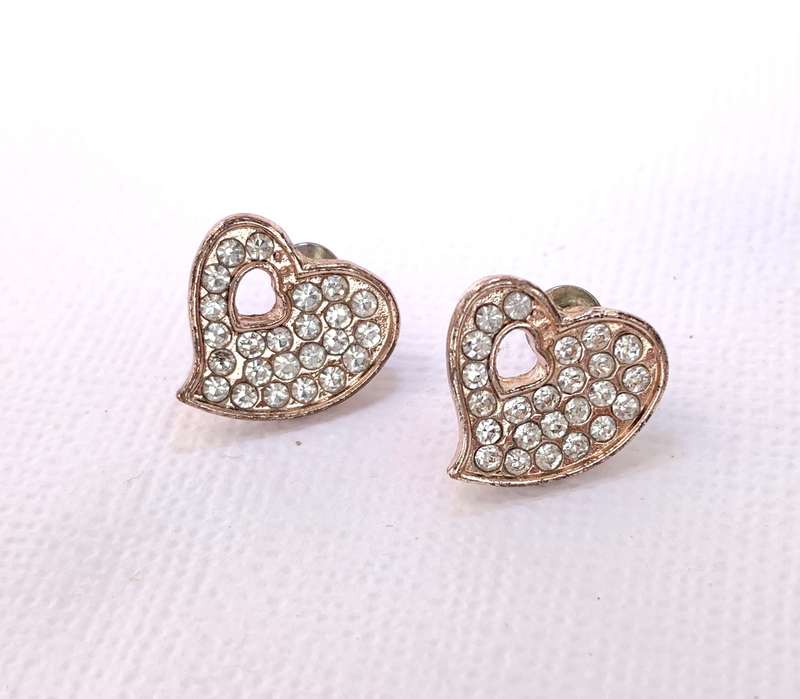 Earrings - Heart Earrings With Cutout and White Stone Chips. Rose Gold Colour #ML1035 R220.00 | D...