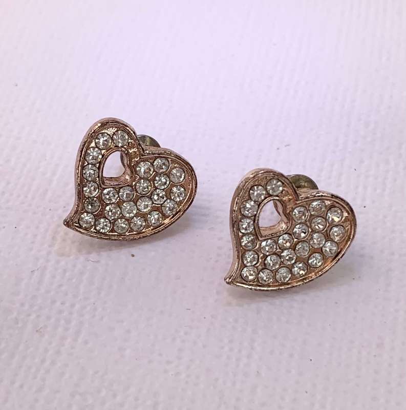 Earrings - Heart Earrings With Cutout and White Stone Chips. Rose Gold Colour #ML1035 R220.00 | D...