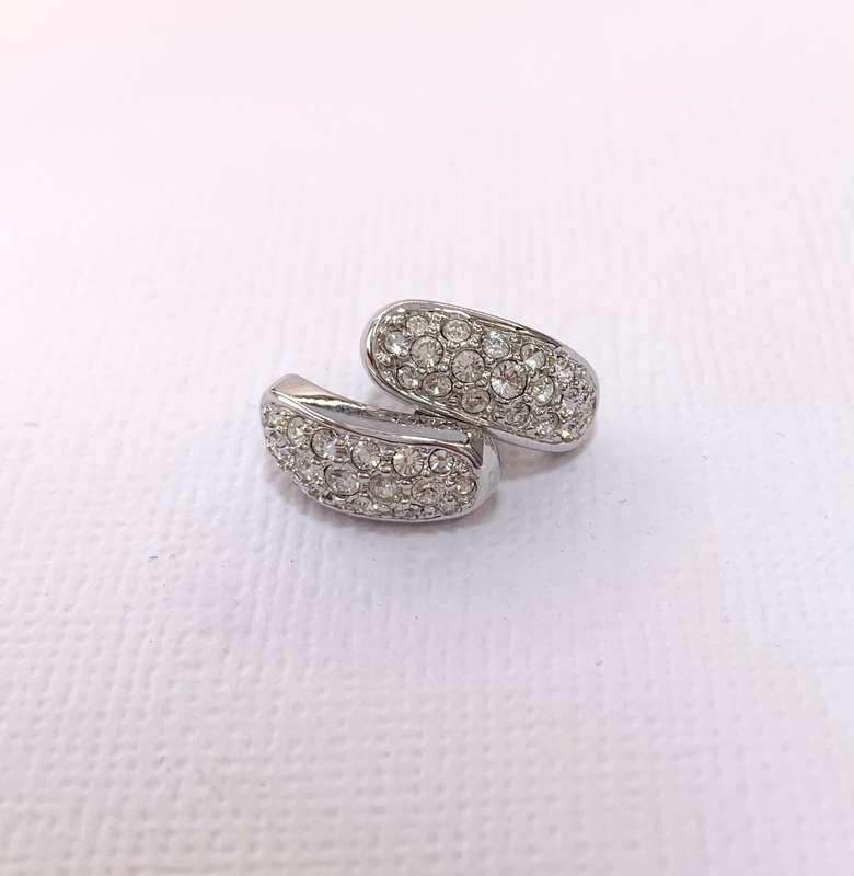 Earrings - Swarovski with Pave white Stones. Silver Colour #ML1039 R395.00 | Dimensions: 14mm x 6mm