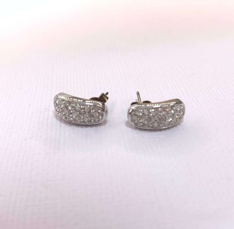 Earrings - Swarovski with Pave white Stones. Silver Colour #ML1039 R395.00 | Dimensions: 14mm x 6mm
