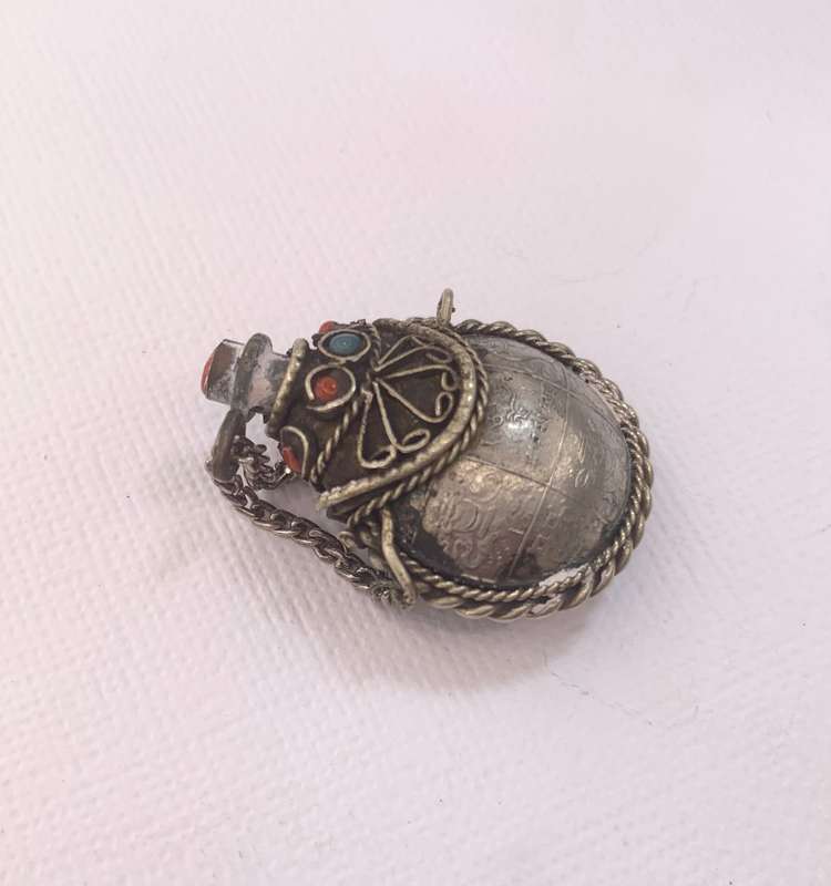 Vintage Perfume Bottle - Filigree Design Red And Blue Stones. Silver Colour #ML1060 R495.00 | Dim...