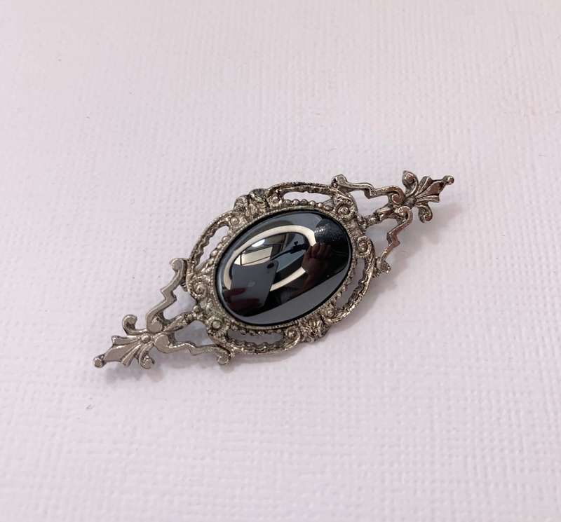 Brooch - Vintage Silver Colour With Central Large Oval Hematite Stone #ML1065 R395.00 | Dimension...