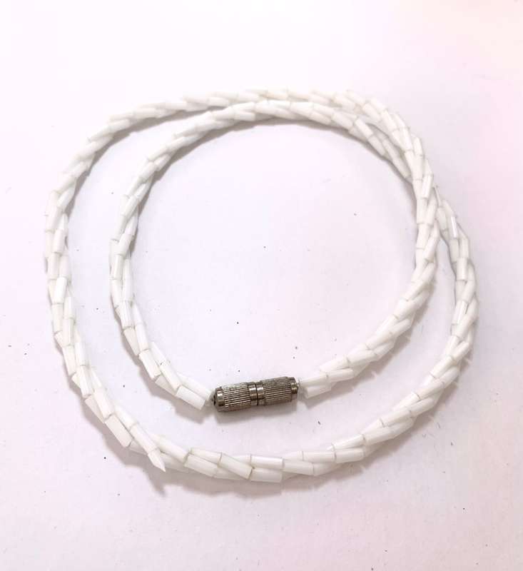 Necklace -  White Necklace With Jagged Pieces #ML1068 R180.00 | Dimensions: 440mm