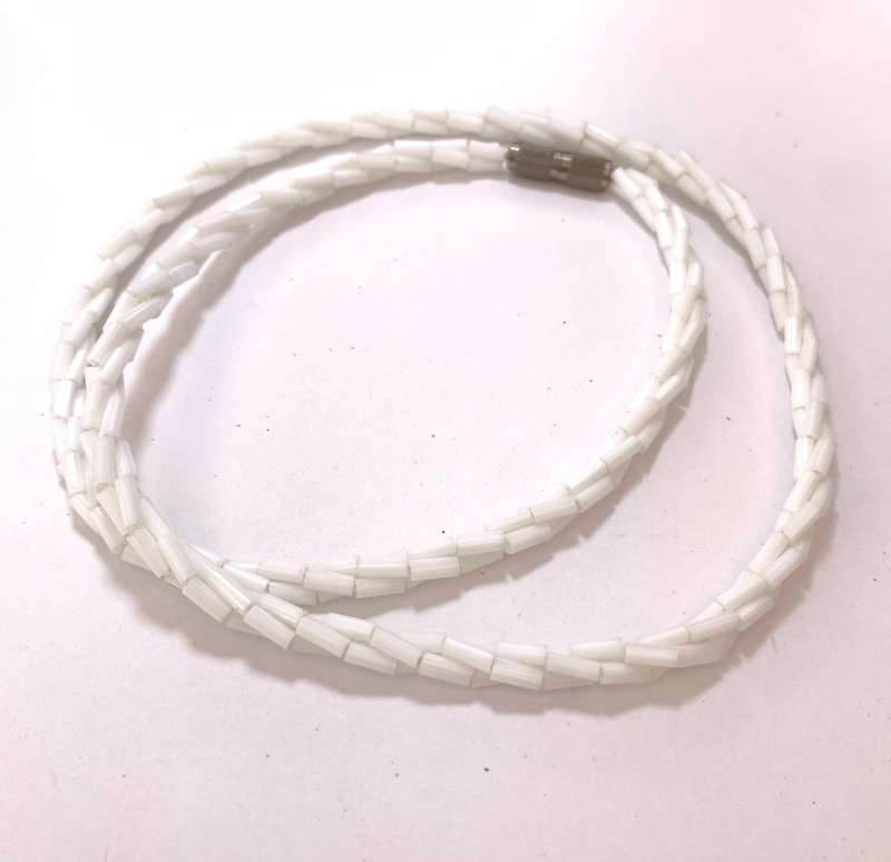 Necklace -  White Necklace With Jagged Pieces #ML1068 R180.00 | Dimensions: 440mm