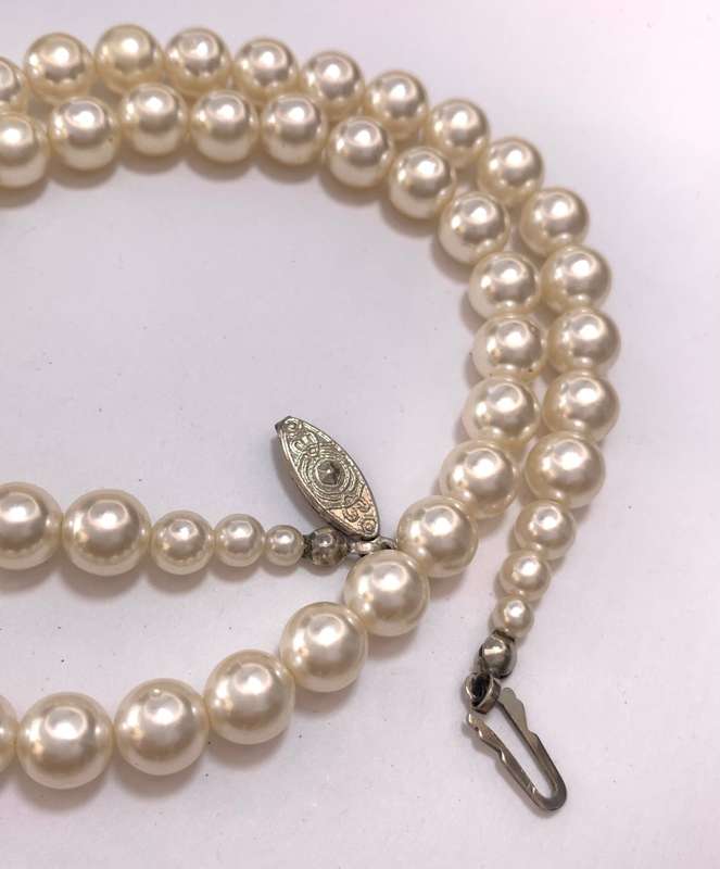 Necklace - Pearly Style Beads With Silver Colour Clasp #ML1069 R195.00 | Dimensions: 470mm L