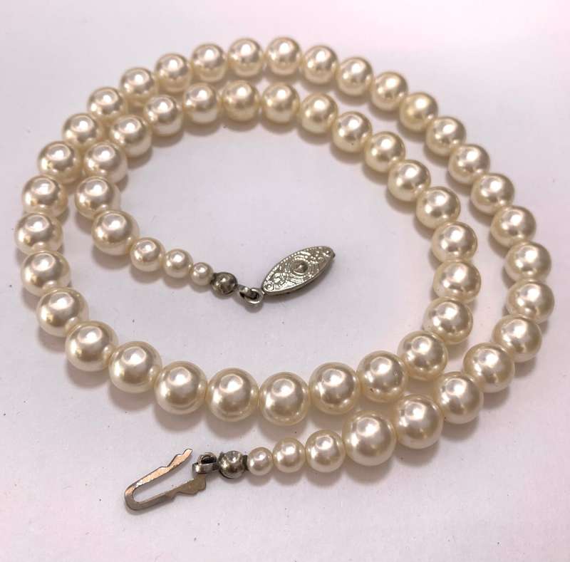 Necklace - Pearly Style Beads With Silver Colour Clasp #ML1069 R195.00 | Dimensions: 470mm L