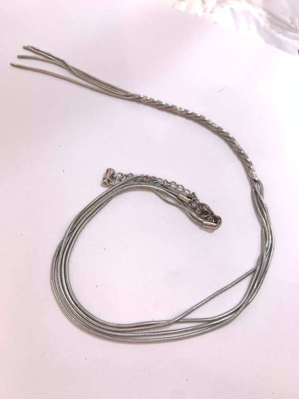 Necklace - Double Neckchain With Dangling Plaited Design. Silver Colour #ML1074 R299.00 | Dimensi...
