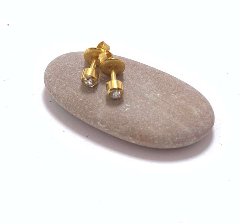 Earrings - Studs With Small Diamante Stone. Gold Colour #ML1081 R120.00 | Dimensions: 5mm D