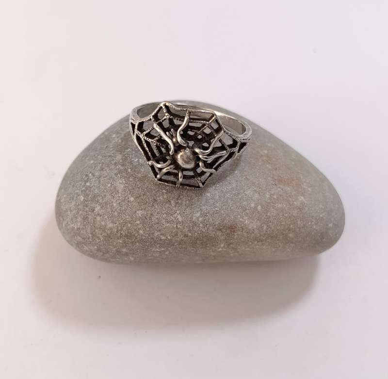 Ring - Band With Spider Web and Spider Pattern In Centre. 925 Silver #ML1084 R395.00 | Dimensions...