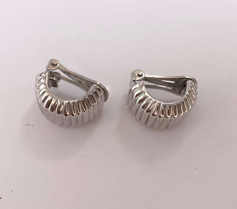 Earrings - Silver Colour Fluted Clip-on Earrings. Branded 'Honey'#ML1086 R195.00 | Dimensions: 1...