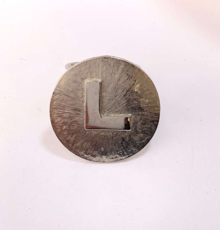 Scarf Clip - Silver Colour With Initial 'L' #ML1091  | Dimensions: 35mm D