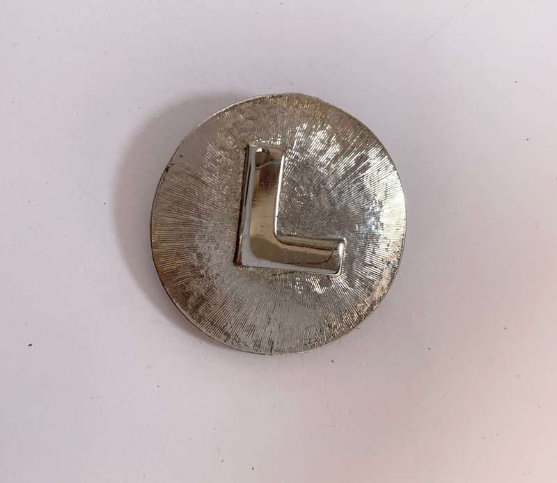 Scarf Clip - Silver Colour With Initial 'L' #ML1091  | Dimensions: 35mm D