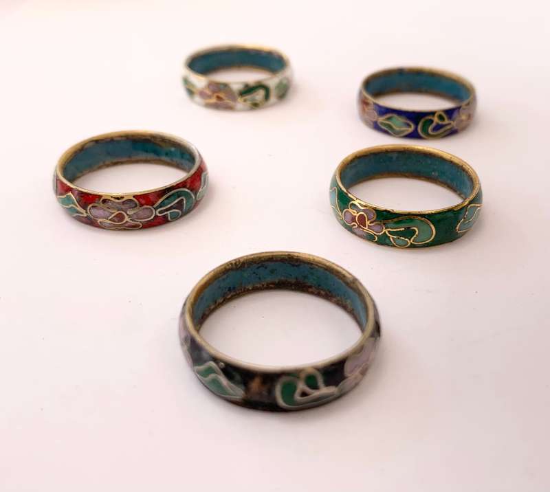 Rings - Set of 5 Cloisonne Rings In Box #ML1096 R995.00 | Dimensions: Ring Sizes P