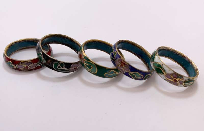 Rings - Set of 5 Cloisonne Rings In Box #ML1096 R995.00 | Dimensions: Ring Sizes P