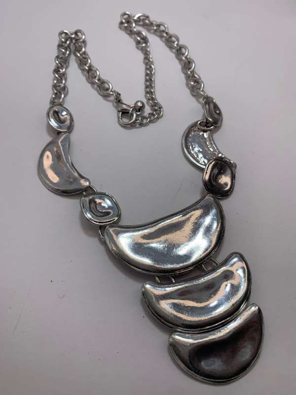 Necklace - Silver Colour Pendant of Half Moons Suspended On Chain #ML1107R245.00 | Dimensions: 5...