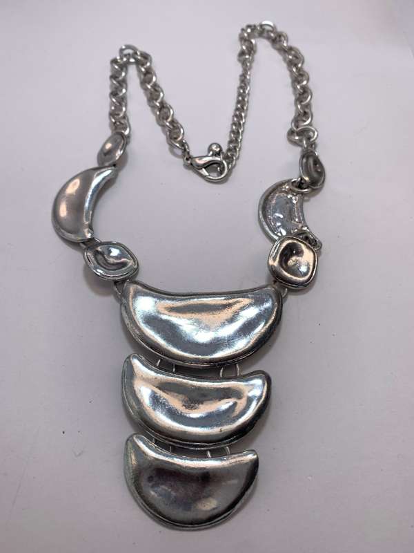 Necklace - Silver Colour Pendant of Half Moons Suspended On Chain #ML1107R245.00 | Dimensions: 5...
