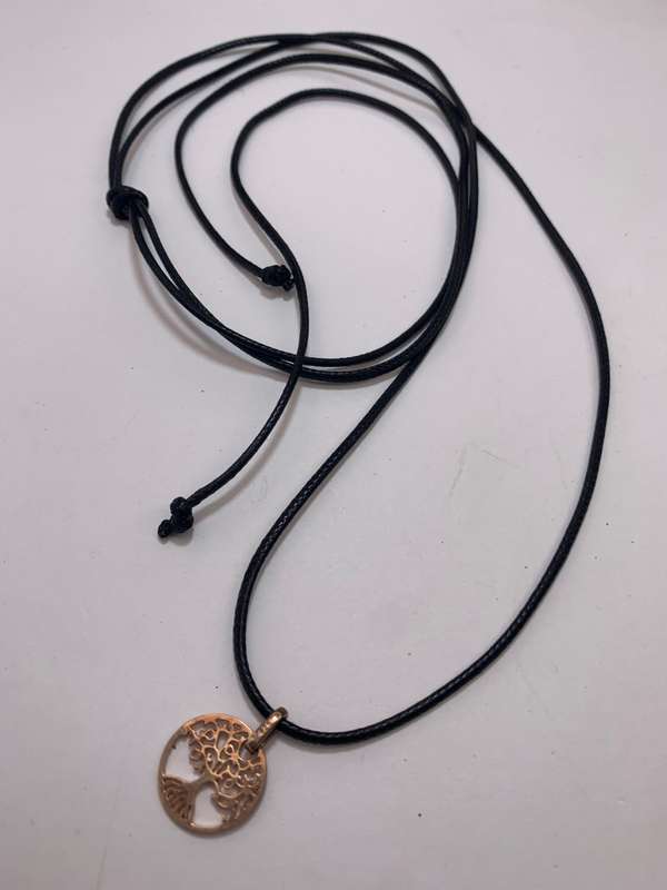 Pendant - 925 Silver Gilt Rose Colour Tree of Life on Long Black Cord #ML1108 R195.00 | Dimension...