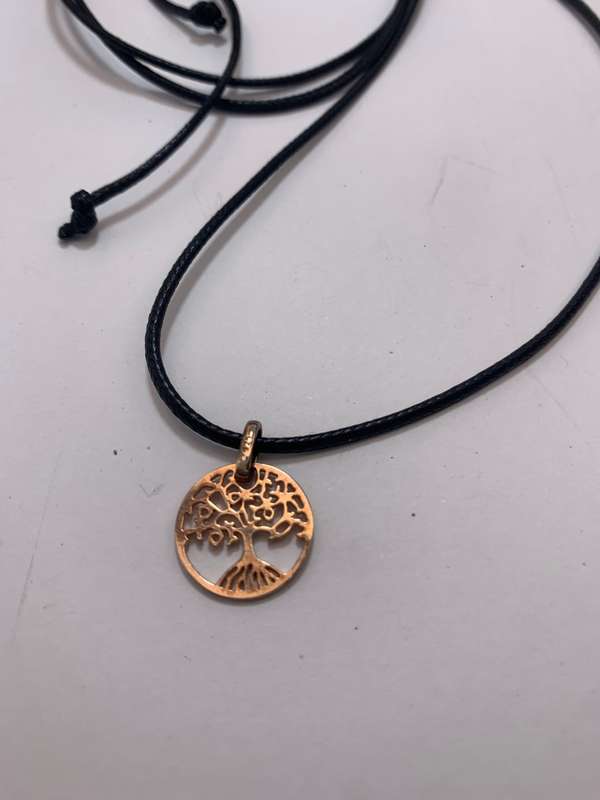 Pendant - 925 Silver Gilt Rose Colour Tree of Life on Long Black Cord #ML1108 R195.00 | Dimension...