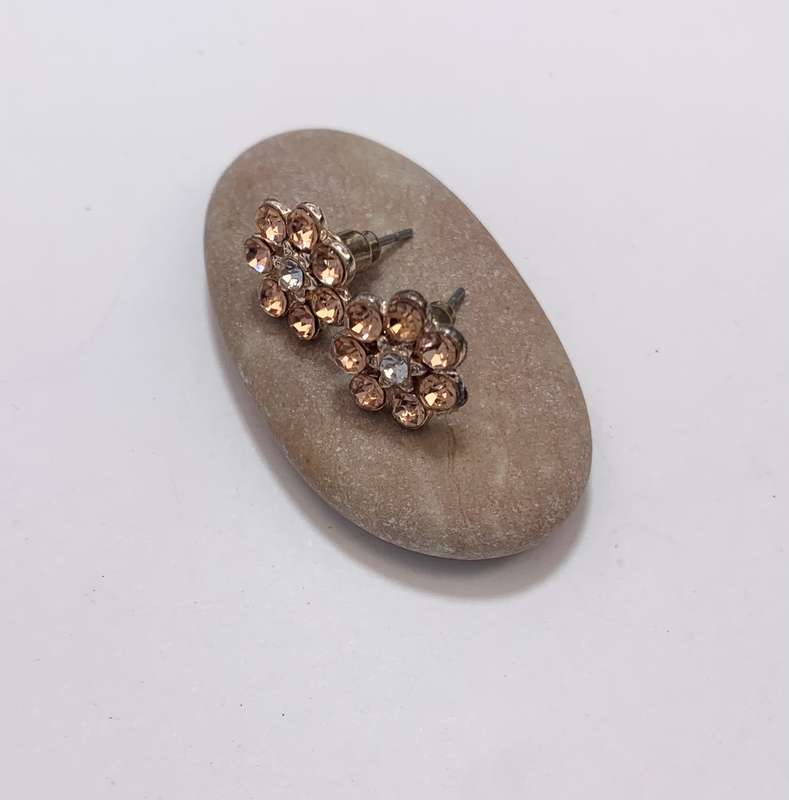 Earrings - Rose Gold Colour Studs With Flower With Pink and White Stone Chips ML1110 R195.00 | Di...