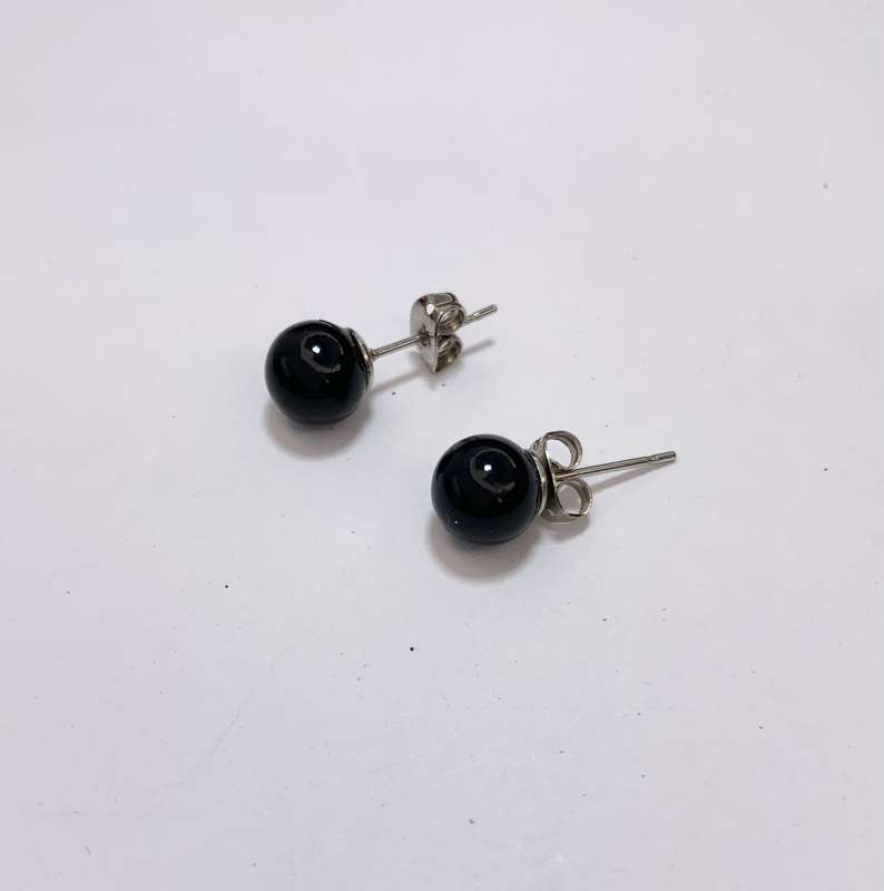 Earrings - Silver Colour Studs With Black Ball #ML1112 R195.00 | Dimensions: Ball is 9mm D