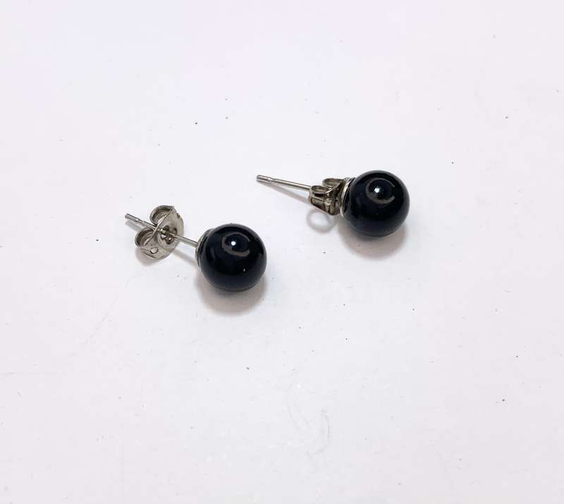 Earrings - Silver Colour Studs With Black Ball #ML1112 R195.00 | Dimensions: Ball is 9mm D