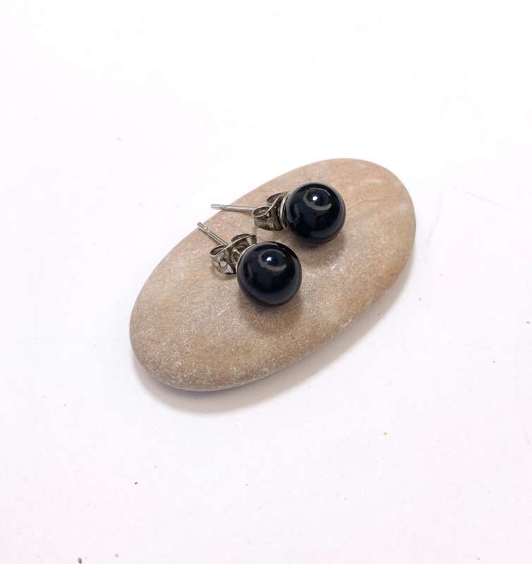 Earrings - Silver Colour Studs With Black Ball #ML1112 R195.00 | Dimensions: Ball is 9mm D