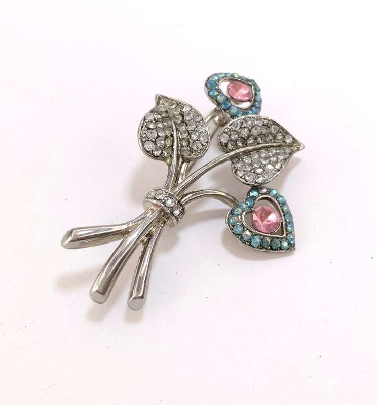 Brooch - Flower Bouquet With Blue, Pink and White Stones. Silver Colour #ML1126 R295.00 | Dimensi...