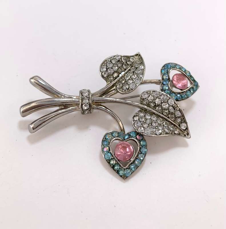 Brooch - Flower Bouquet With Blue, Pink and White Stones. Silver Colour #ML1126 R295.00 | Dimensi...