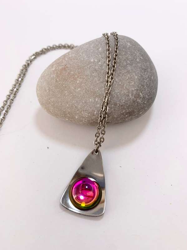 Pendant - Colour Changing Stone Set On Silver Colour Pendant, Silver Colour Chain #ML1133 R180.00...
