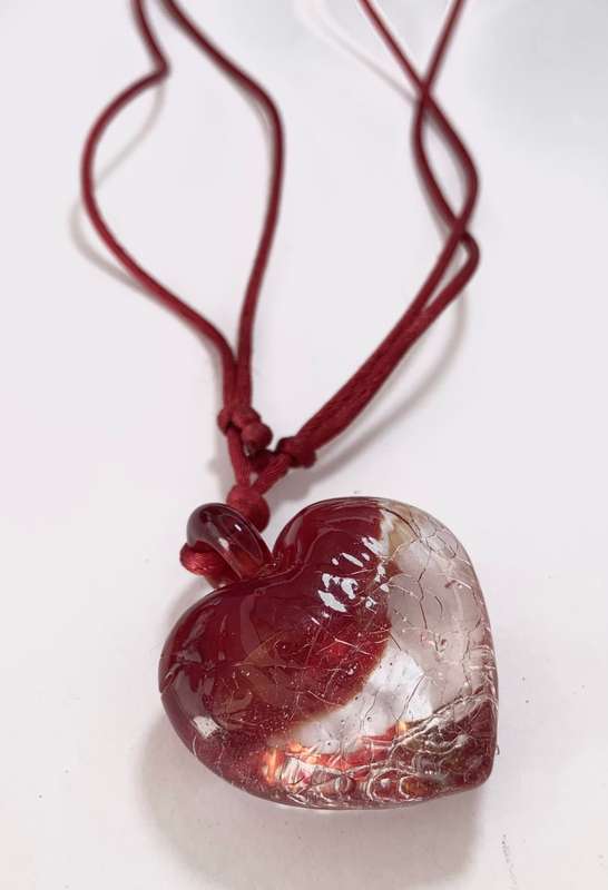 Pendant - Large Red and Clear Colour Heart Pendant on Red Cord. #ML1139 R195.00 | Dimensions: Cor...