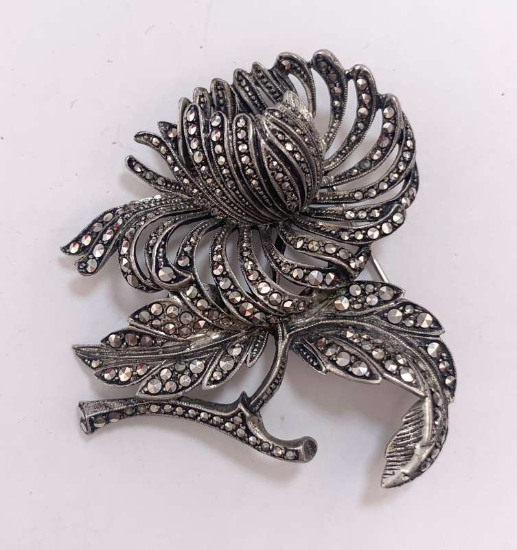 Brooch - Vintage Silver Brooch. Marcasite Flower. Some Stones Missing #ML1155 R795.00 | Dimension...