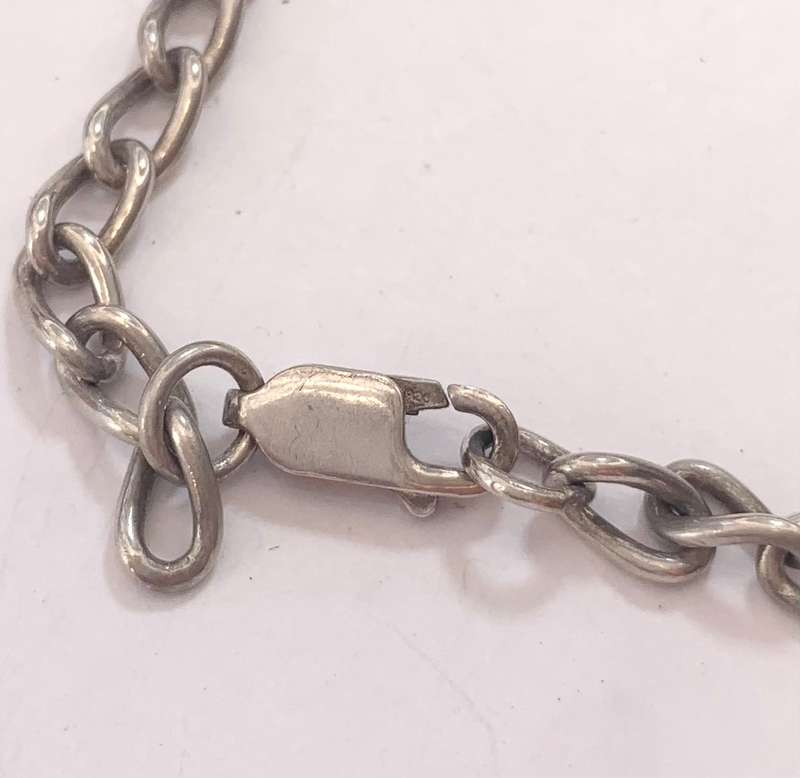 Bracelet - 925 Silver Chain Bracelet with Heart and Magen David Charms ML1157