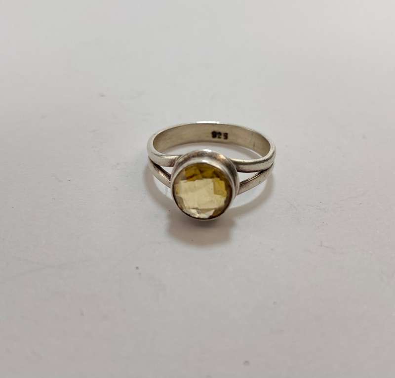 Ring - 925 Silver With Central Citrine Stone #ML1170 R695.00 | Dimensions: Stone 11mm D. Ring Size P