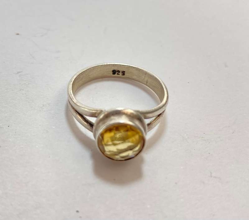 Ring - 925 Silver With Central Citrine Stone #ML1170 R695.00 | Dimensions: Stone 11mm D. Ring Size P