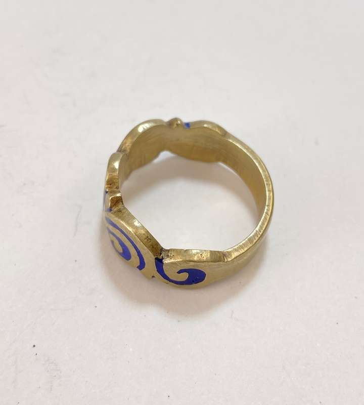 Ring - Silver Gilt With Dark Blue Swirls #ML1184 R495.00 | Dimensions: Ring Size T