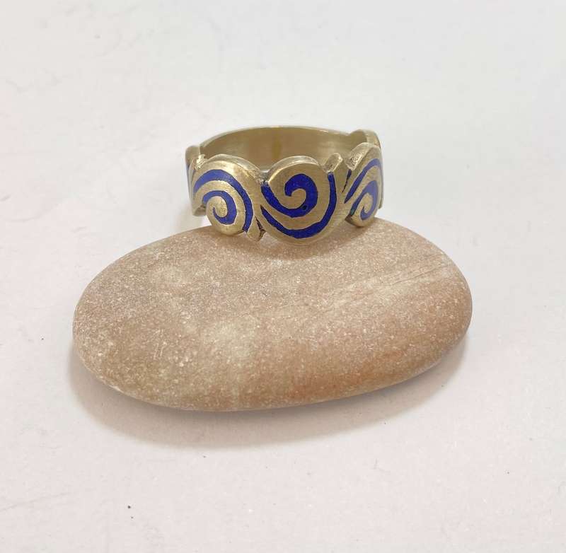 Ring - Silver Gilt With Dark Blue Swirls #ML1184 R495.00 | Dimensions: Ring Size T