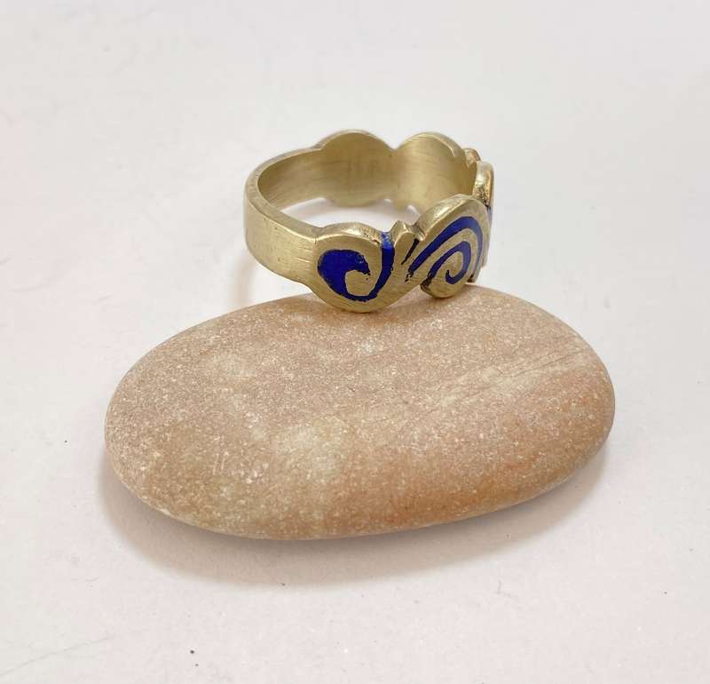 Ring - Silver Gilt With Dark Blue Swirls #ML1184 R495.00 | Dimensions: Ring Size T