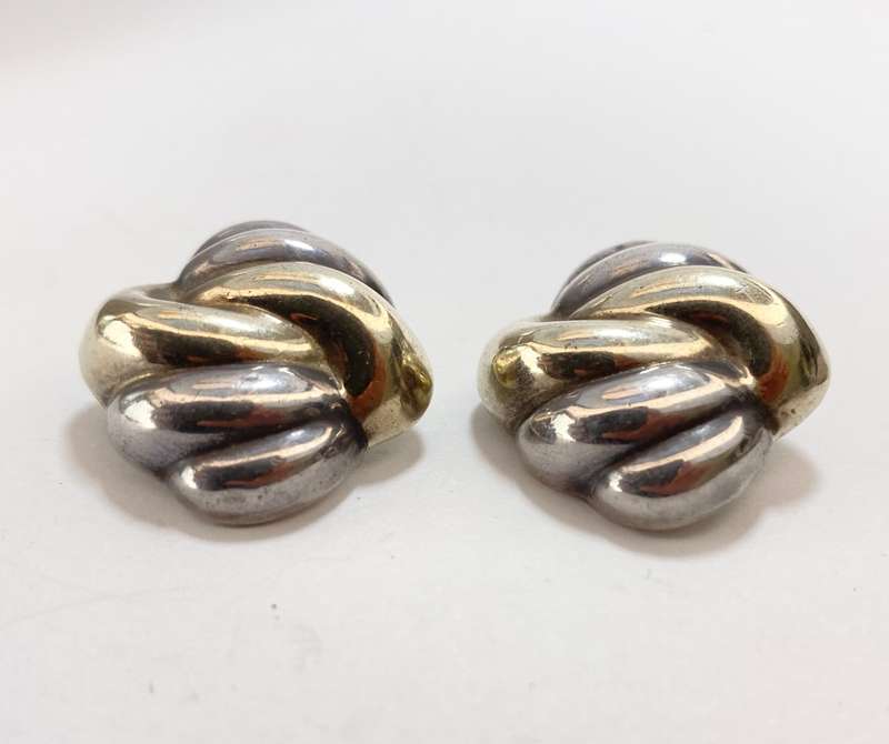 Earrings - 925 Silver Clip-on Earrings. Gold and Silver Colour Swirls #ML1185 R395.00 | Dimension...