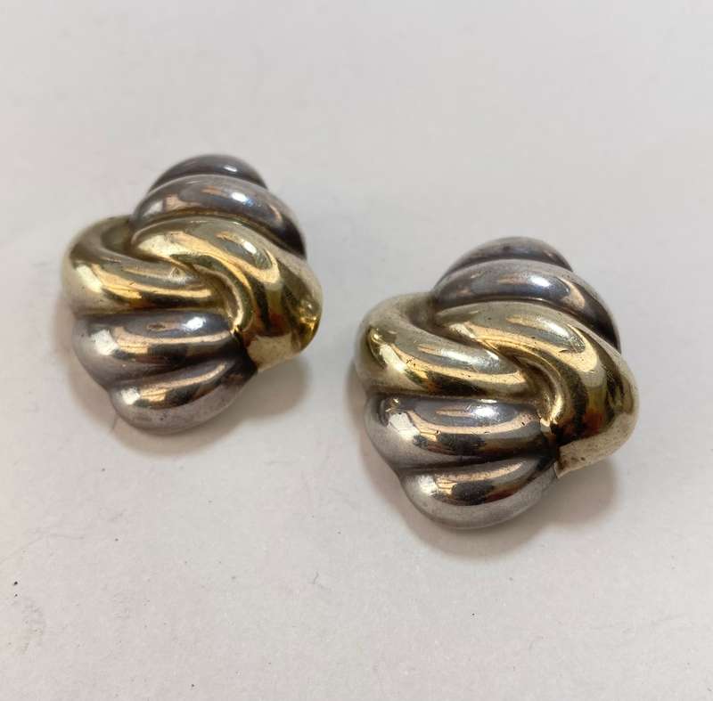 Earrings - 925 Silver Clip-on Earrings. Gold and Silver Colour Swirls #ML1185 R395.00 | Dimension...