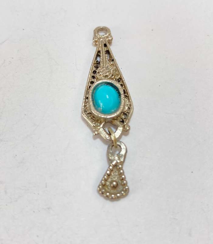 Pendant - Silver Colour Pendant With Blue Bead and Dangling Smaller Triangle #ML1186 R220.00 | Di...