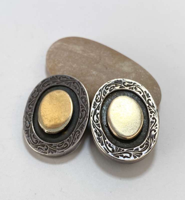 Earrings - 925 Silver Earrings With Gold Plated Inlay #ML1187 R495.00 | Dimensions: 27mm x 22mm