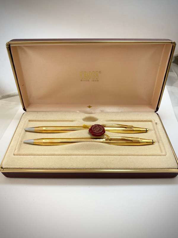 Pen Set - Cross Branded. 1/20 18KT Rolled Gold. Made In Ireland. In Original Box. #ML1193