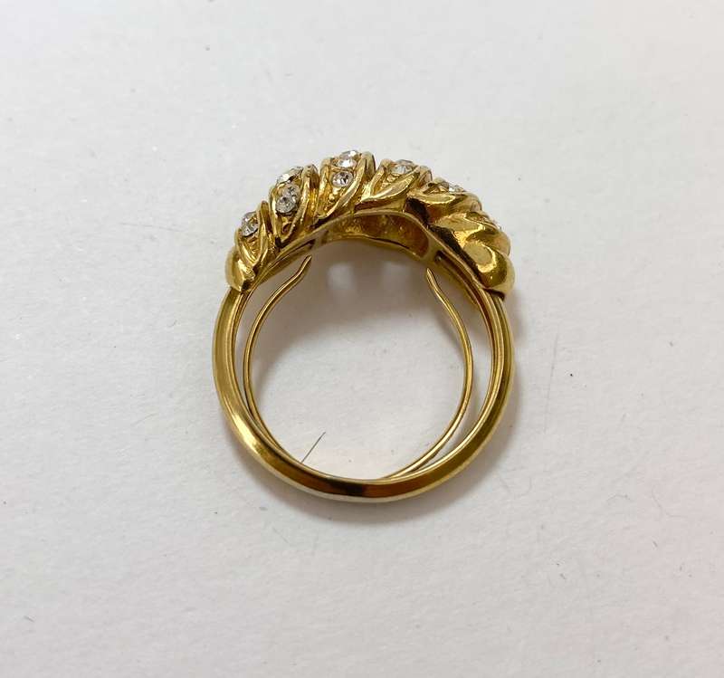 Ring - Wrapped With Diamante. Gold Coloured #ML1222