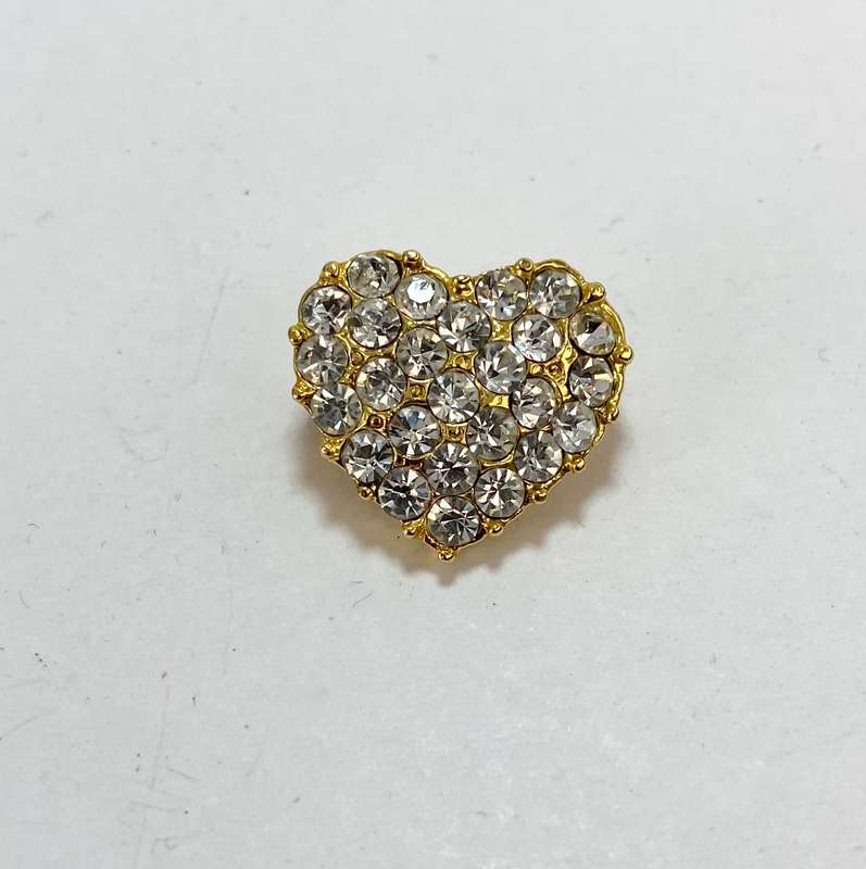 Brooch - Heart Brooch With Diamante. Gold Coloured #ML1238 R195.00 | Dimensions: 15mm x 17mm