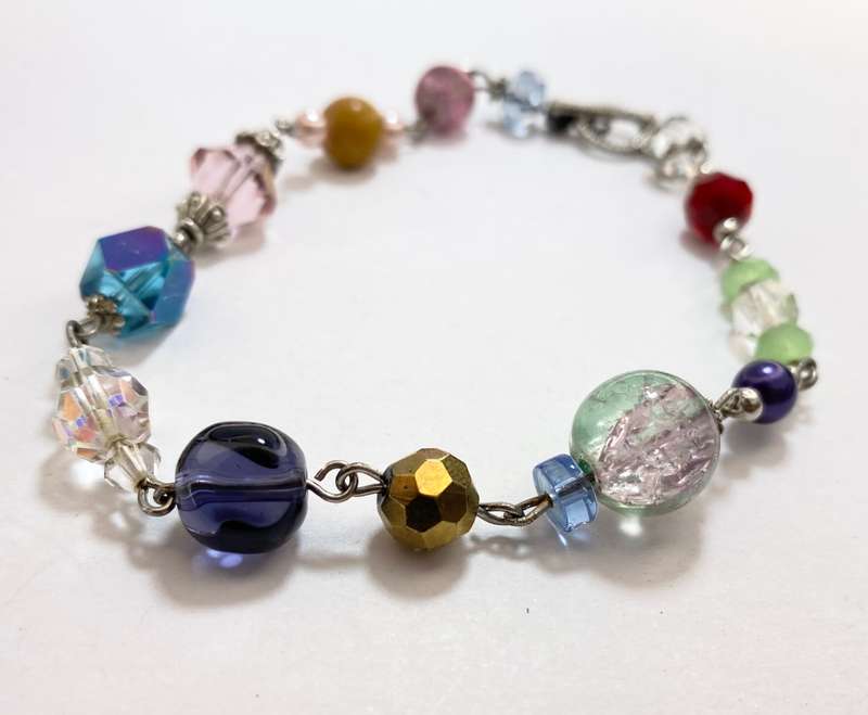 Bracelet - Glass Multi-Colour Beads. Silver Colour#ML1245 R150.00 | Dimensions: 240mm