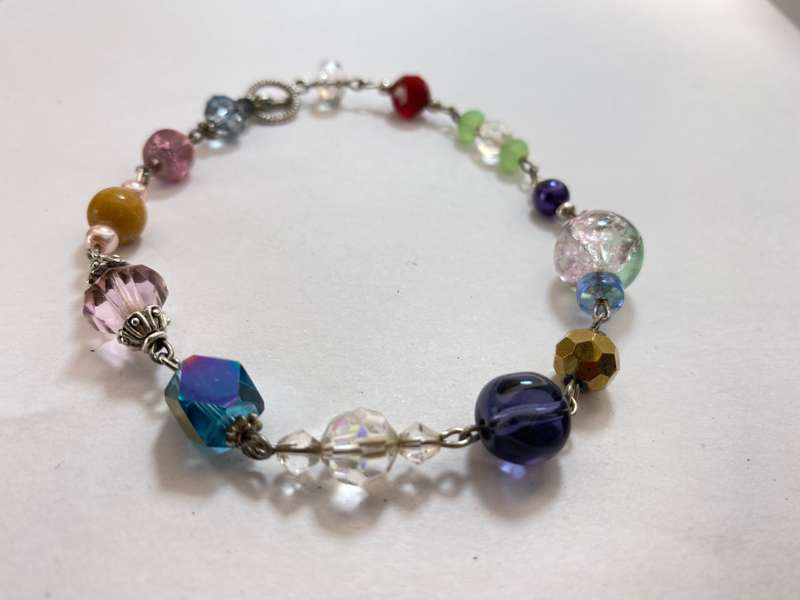 Bracelet - Glass Multi-Colour Beads. Silver Colour#ML1245 R150.00 | Dimensions: 240mm
